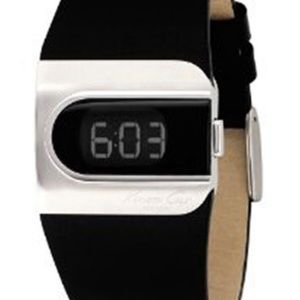 🔥♥️ Kenneth Cole Mens Watch Stainless Steel Digital Black Leather Strap 🔥🔥🔥
